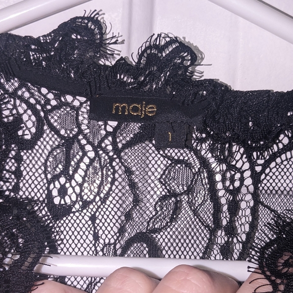 Maje Rockette Pleated Lace Dress in Black - Picture 10 of 12